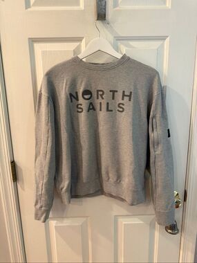 North Sails Gray Shoulder Pocket Scuba Sweatshirt sz S EUC